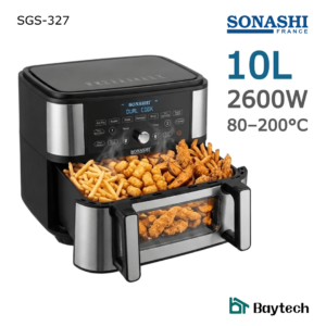 Friteuse à air numérique double bac 10L – 2600W (Sonashi SAF-115)